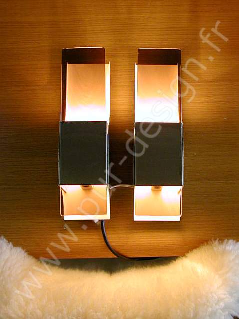 Paire d'appliques ultra seventies, Raak, Design scandinave. Pur Design.