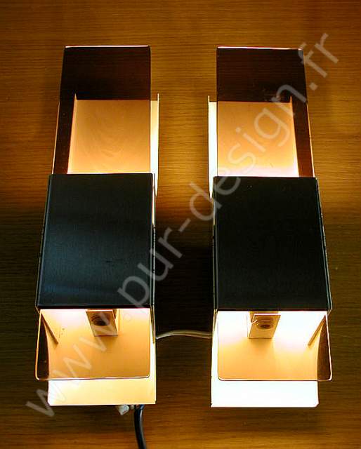 Paire d'appliques ultra seventies, Raak, Design scandinave. Pur Design.