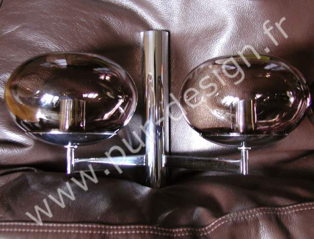 Paire d'appliques doubles modernistes Sciolari globes en verre fum, Design 70. Pur Design.