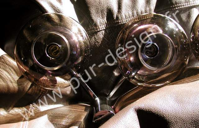 Paire d'appliques doubles modernistes Sciolari globes en verre fum, Design 70. Pur Design.