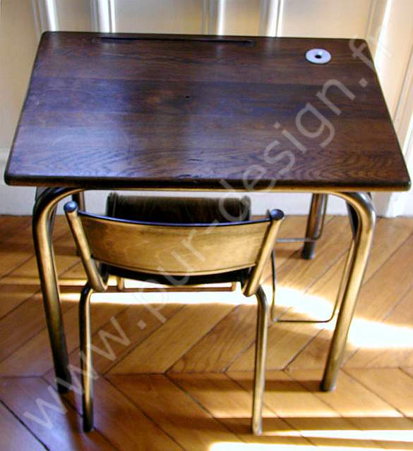 Bureau colier des annes 50, restauration superbe. Pur Design.