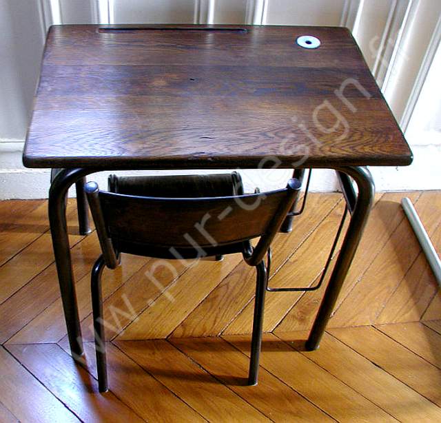 Bureau colier des annes 50, restauration superbe. Pur Design.