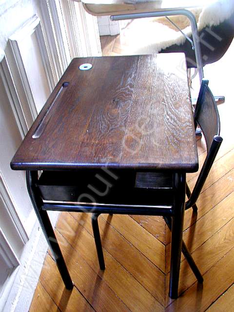 Bureau colier des annes 50, restauration superbe. Pur Design.