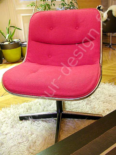 Paire de fauteuils Charles Pollock Executive chair modle 12E1, Knoll, Rouges. Pur Design