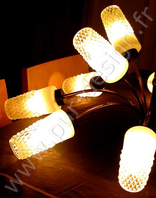 Lustre araigne sputnik, Arlus, Stilnovo 1950. Pur Design.