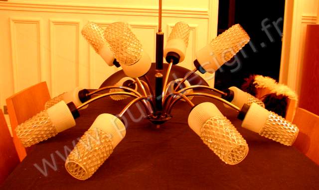 Lustre araigne sputnik, Arlus, Stilnovo 1950. Pur Design.
