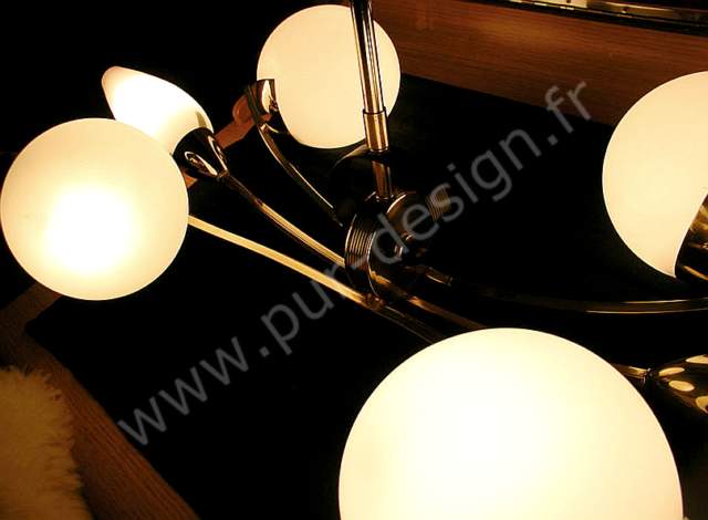 Lustre Arlus en laiton, d'inspiration Art Dco. Pur Design.