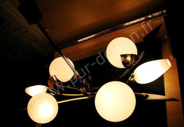 Lustre Arlus en laiton, d'inspiration Art Dco. Pur Design.