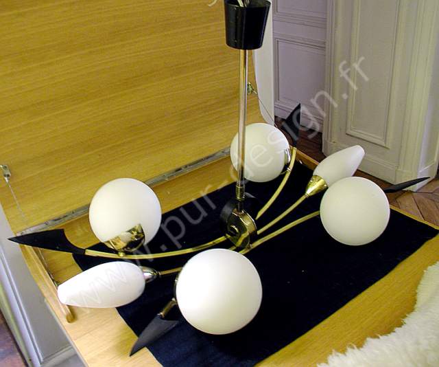 Lustre Arlus en laiton, d'inspiration Art Dco. Pur Design.