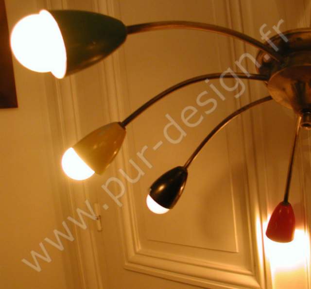 Superbe lustre diabolo Stilnovo - Art Dco, 1950. Modernistes. Pur Design.