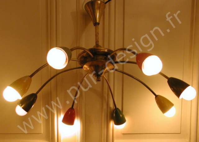 Superbe lustre diabolo Stilnovo - Art Dco, 1950. Modernistes. Pur Design.