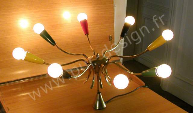 Superbe lustre diabolo Stilnovo - Art Dco, 1950 -ref.2-. Modernistes. Pur Design.