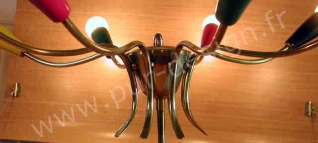 Superbe lustre diabolo Stilnovo - Art Dco, 1950 -ref.2-. Modernistes. Pur Design.