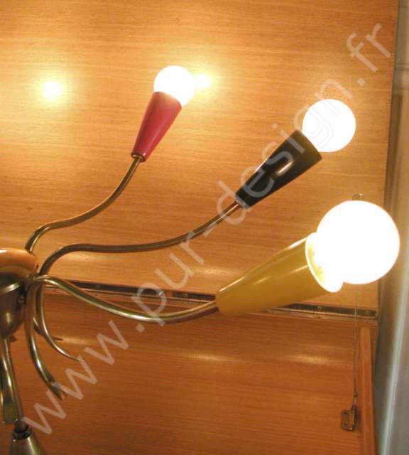 Superbe lustre diabolo Stilnovo - Art Dco, 1950 -ref.2-. Modernistes. Pur Design.