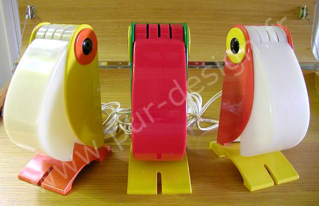 Trio de lampes toucans, perroquet Old timer FERRARI. Pur Design.