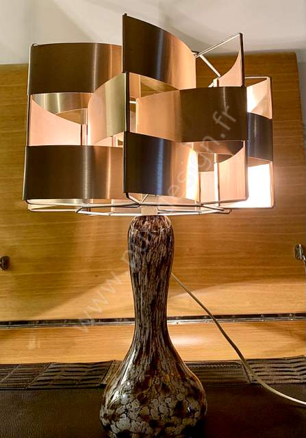 Lampe de table de Murano avec un abat jour Max Sauze, Design 70, Space Age. Pur Design.