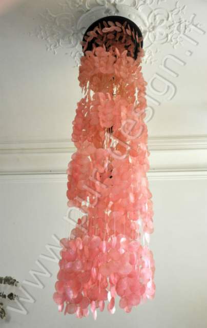 Majestueux lustre en nacre annes 70, Verner Panton. Pur Design.