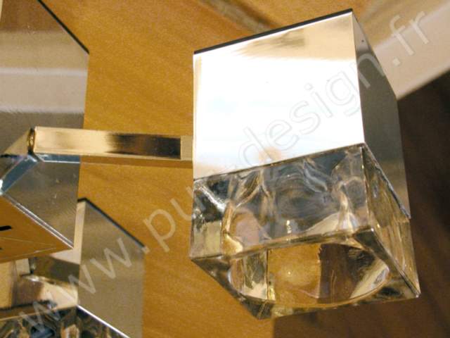 Lustre moderniste Ice cube de Peill Putzler, Murano, Design 70. Pur Design.