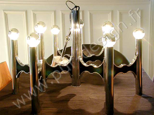 Lustre moderniste / baroque Sciolari, Design 70. 