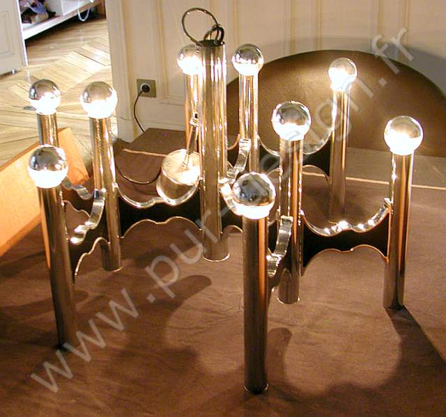Lustre moderniste / baroque Sciolari, Design 70. 
