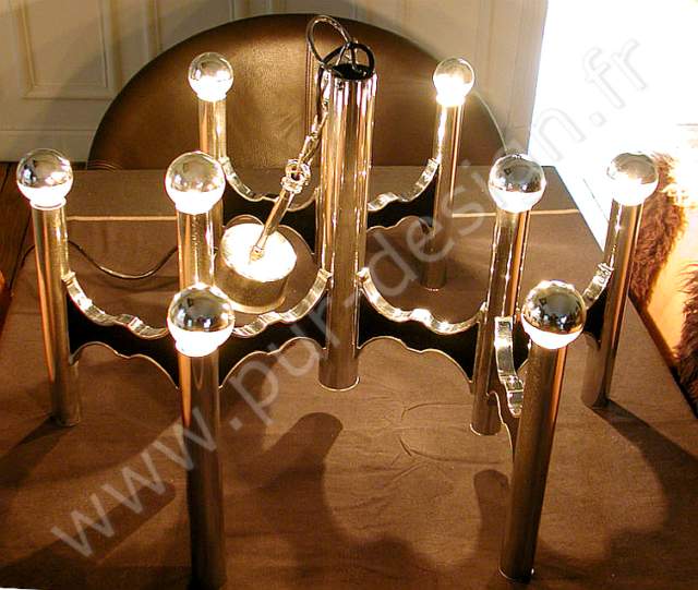 Lustre moderniste / baroque Sciolari, Design 70. 