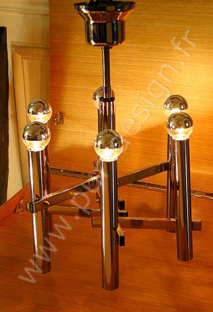 Lustre moderniste, brutaliste de Sciolari, Design 70.  Pur Design.