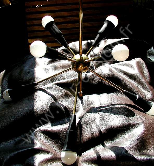 Lustre Sputnik Stilnovo en laiton. Pur Design.