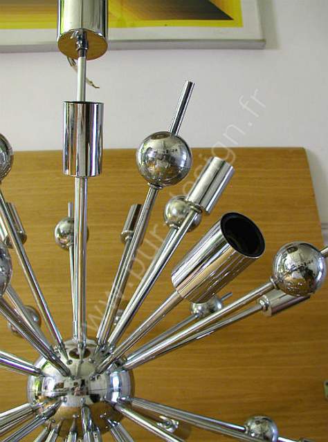 Lustre Spoutnik rare, de grandes dimensions, pur 70, Space Age. Pur Design.