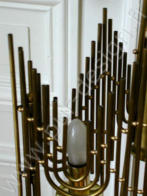 Lustre Art Dco / moderniste en laiton et bronze. Pur Design.