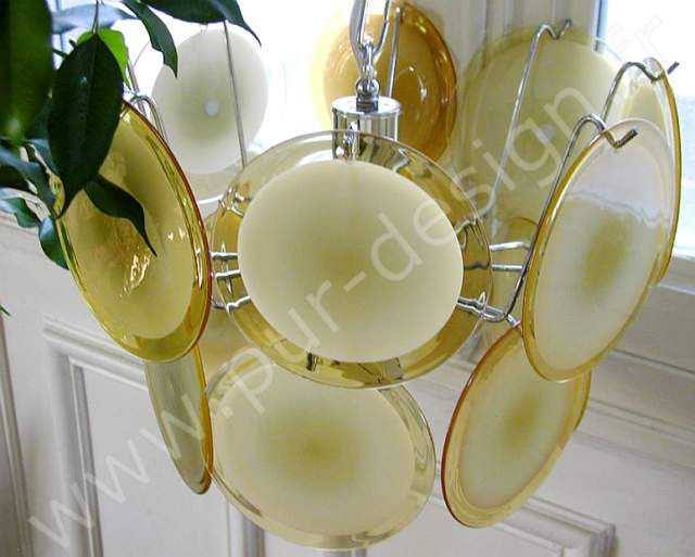 Superbe lustre  pastilles Vistosi, Murano 70's, Space Age.