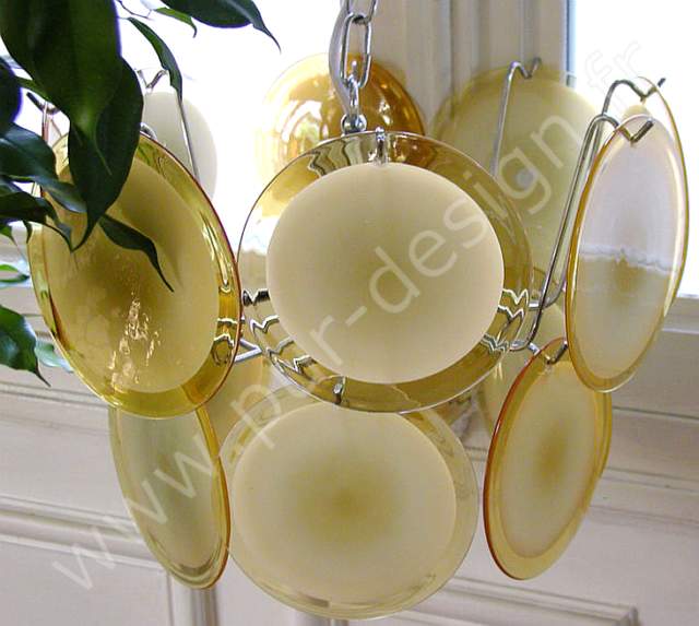 Superbe lustre  pastilles Vistosi, Murano 70's, Space Age.