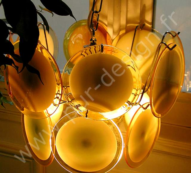 Superbe lustre  pastilles Vistosi, Murano 70's, Space Age.