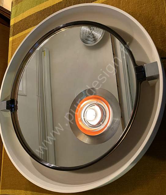 Grand miroir rond rtro-clair de salle de bain Alibert, Pop, Pur 70.  Pur Design