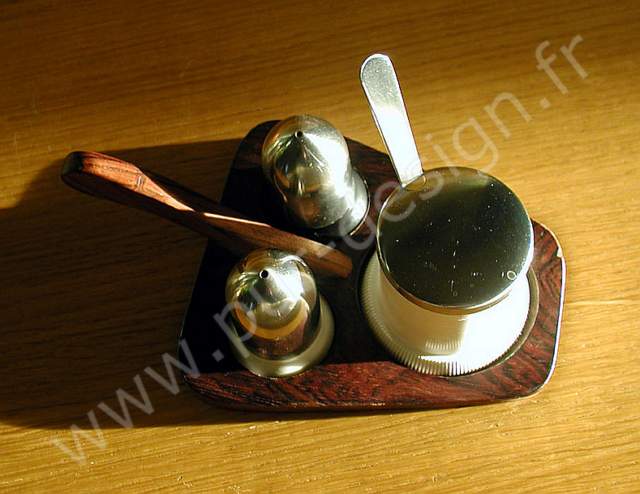 Serviteur poivre / sel / moutarde scandinave, Cohr Danemark. Annes 50. Pur Design.