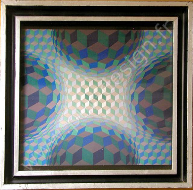Tableau cintique de Victor Vasarely. Circa 70.  Pur Design.