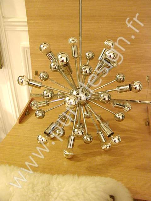 Grand lustre Sputnik original, circa 70, Space Age. Pur Design.