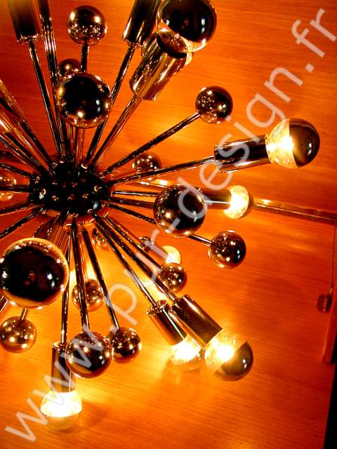 Grand lustre Sputnik original, circa 70, Space Age. Pur Design.
