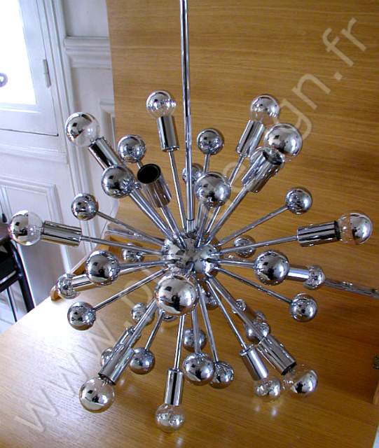 Grand lustre Spoutnik  plantes, circa 70, Space Age. Pur Design.