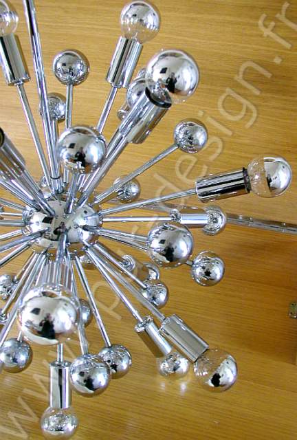 Grand lustre Sputnik original, circa 70, Space Age. Pur Design.