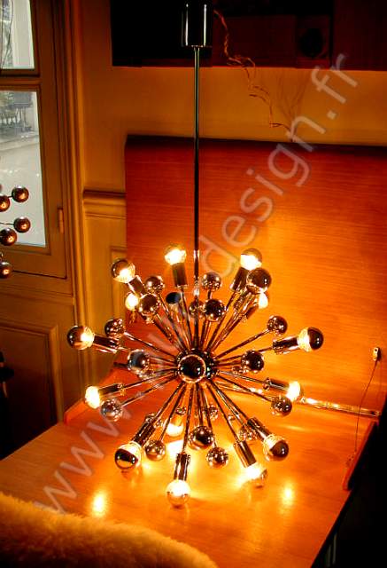 Grand lustre Sputnik original, circa 70, Space Age. Pur Design.