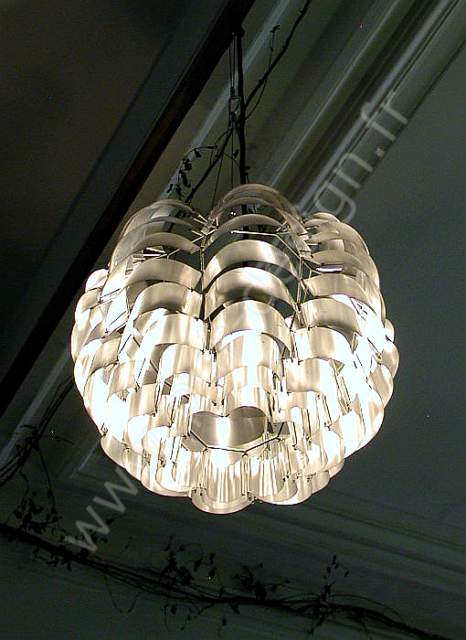 Suspension Orion Argent de Max Sauze, Design 70, Space Age. Pur Design