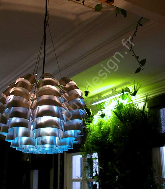Suspension Orion Argent de Max Sauze, Design 70, Space Age. Pur Design