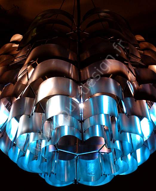 Suspension Orion Argent de Max Sauze, Design 70, Space Age. Pur Design